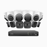 H300 - 2K 3MP 16 Channel PoE Security System with 6 Bullet & 6 Turret Cameras, EXIR 2.0 Night Vision, Motion Detection, H.265+, IP67 Waterproof